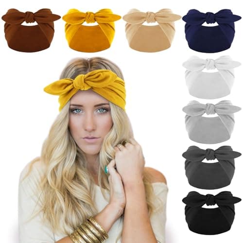 DRESHOW 8 Pack Adjustable Knotted Headbands for Women & Girls