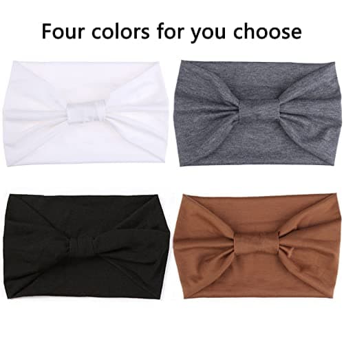 XTREND 4 Packs Wide Elastic Knotted Headbands Bohemian Style+='