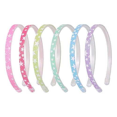 Sparkly Flower Sequin Headbands for Girls, Kids, and Teens, 3 CM Wide, 6 Pack