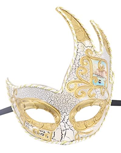 Coolwife Men's Vintage Venetian Checkered Masquerade Mask for Musical Party