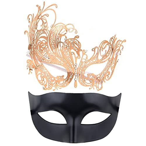 IETANG Couple Half Venetian Masquerade Mask for Parties
