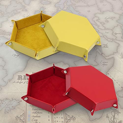 K.T. Fancy 6-Piece Folding Metal Dice Tray with PU Leather & Velvet Storage