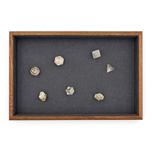 Premium Wood DND Dice Tray & Crystal Dice Set