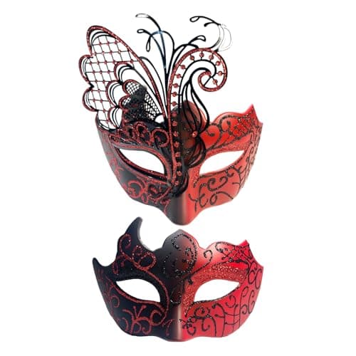 Masquerade Mask Set for Women Couples Venetian Mardi Gras Halloween