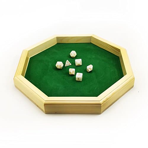 Heavy Duty 12 Inch Octagonal Wood Dice Tray with Felt Lining