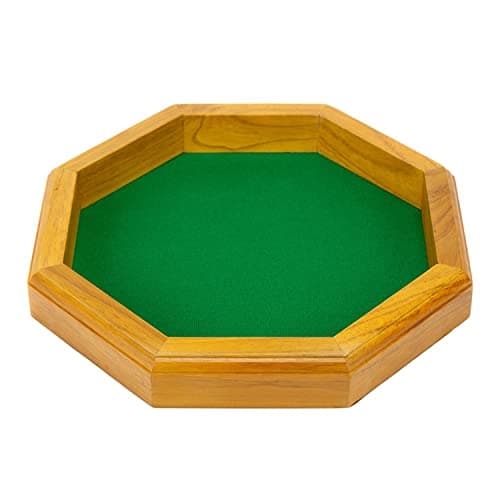 Wiz Dice Octagon Felt-Lined 12-inch Wooden Dice Tray