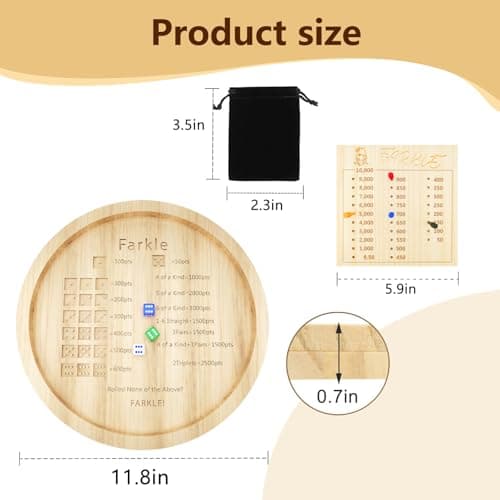 Larger Farkle Dice Tray 12" Board Game for Family & Adult Gatherings, 18 Dice, Score Pad, Markers