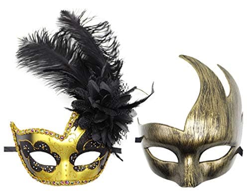 Coolwife Feather Masquerade Mask for Halloween and Cosplay