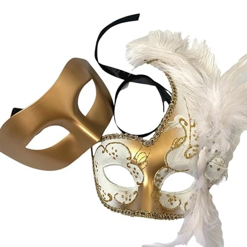 MasqStudio Couples Black Gold Masquerade Mask Pair