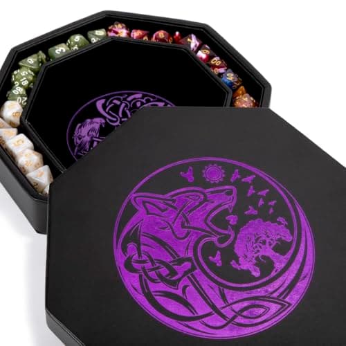 Exquisitely Detailed Green World Tree & Triquetra 8" DND Dice Tray - Premium Roll & Storage