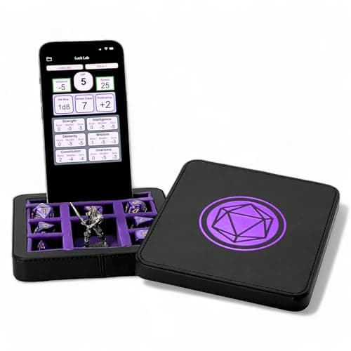 Luck Lab Compact Magnetic Dice Case with Tray & Phone Stand - RPG & D&D Dice Storage (Red)