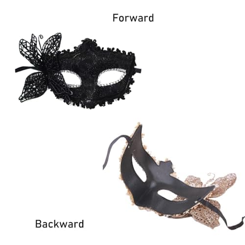 HizeJie Butterfly Masquerade Mask Lace Eye Mask for Adults 2 PCS Carnival Cosplay
