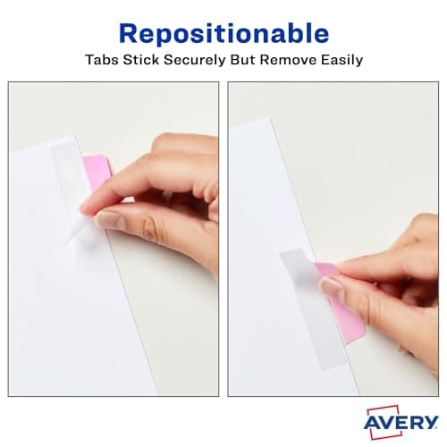 Avery Margin Ultra Tabs, 24 Assorted Pastel 2.5" x 1" Writable Page Markers