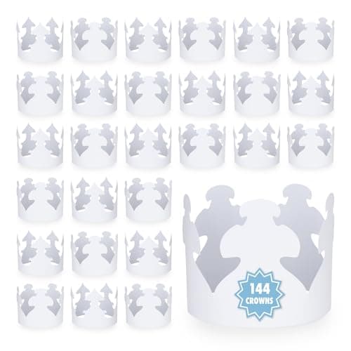 Hygloss White Paper Crowns - Customizable, Durable Party Hats, Made in USA, 144 Pack