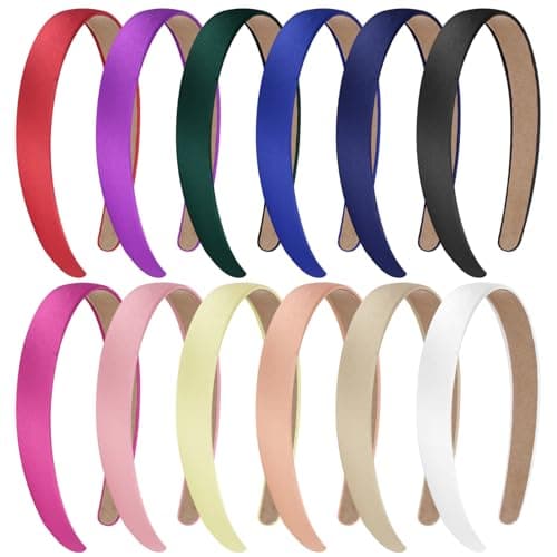 12Pcs 0.8inch Thin Craft Headbands for Women Girls Fashion Hair Accessories