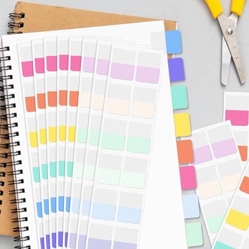 Sticky Index Tabs for Reading Notes and File Organization, Colored and Writable (1 inch)