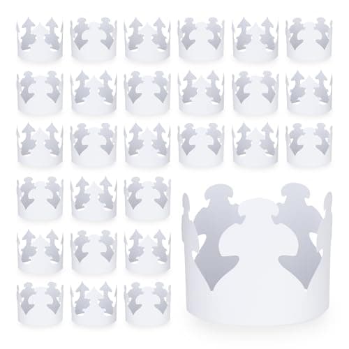 Hygloss White Paper Crowns - Customizable, Durable Party Hats, Made in USA, 144 Pack