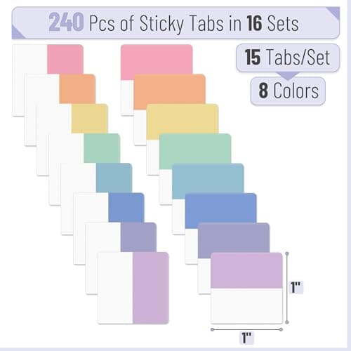 Mr. Pen 240 Pcs Pastel Sticky Index Tabs for Notebooks Binders Books