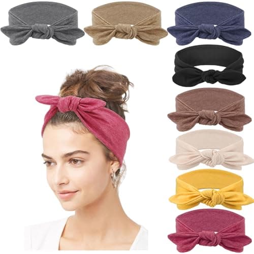 DRESHOW 8 Pack Adjustable Knotted Headbands for Women & Girls