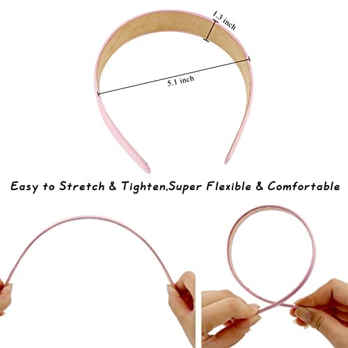 Wecoe 10 Pack Satin Headbands for Women and Girls
