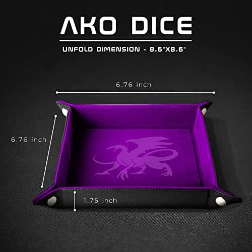 AKO Dice Purple Velvet Tray for RPG, DND, and More