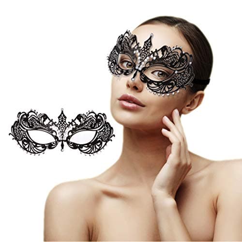 Ralleyfun Women's Venetian Metal Masquerade Mask for Carnival & Halloween Cosplay