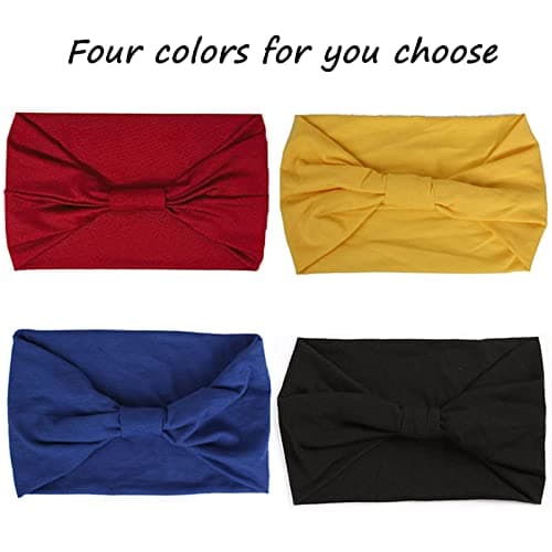 XTREND 4 Packs Wide Elastic Knotted Headbands Bohemian Style+='