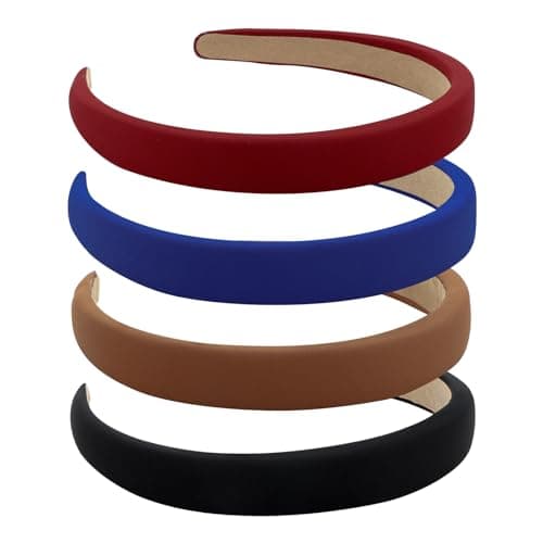 Wecoe Light Blue & Black 4 Pack Padded Headbands for Women & Girls