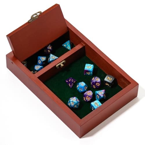 Wooden Dice Tray with Storage & Travel Lid Secures Metal Latch