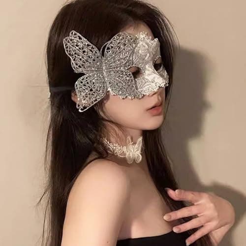 HizeJie Butterfly Masquerade Mask Lace Eye Mask for Adults 2 PCS Carnival Cosplay