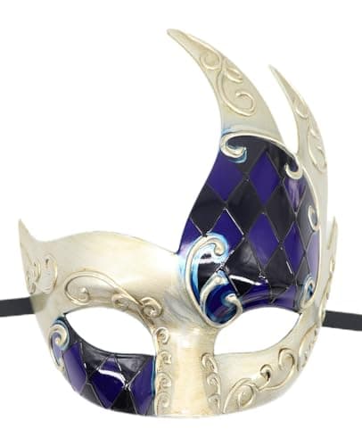 Coolwife Men's Vintage Venetian Checkered Masquerade Mask for Musical Party