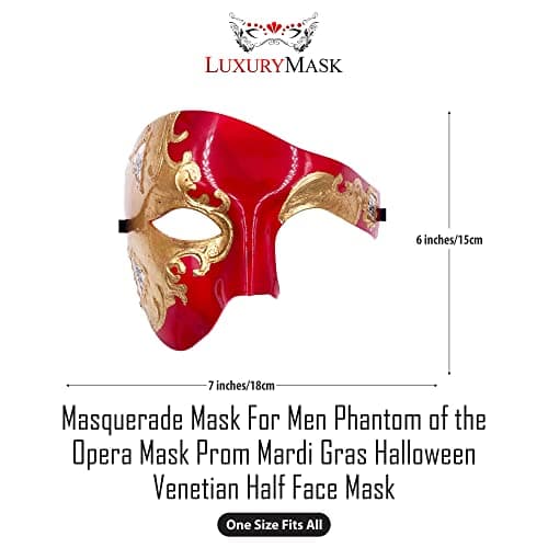 Phantom of the Opera Masque Mask for Men Prom Mardi Gras Haloween