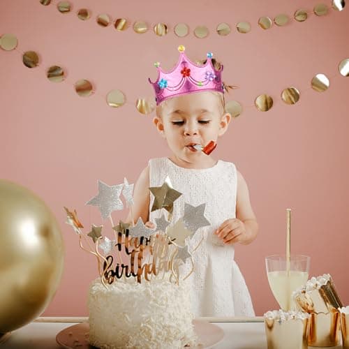 12 Crystal Diamond Stickers & 6 Foam Princess Crowns DIY Crowns Set for Kids