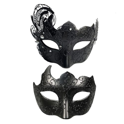Yimianshou Venetian Masquerade Mask Couple Set for Mardi Gras Ball