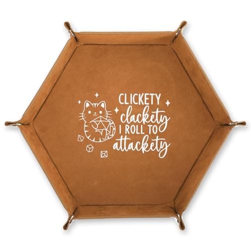 Hexagonal Leather Dice Tray for Novelty Cat Folding Dice Holder Desk OrganizerFunny Gift for RPG Players