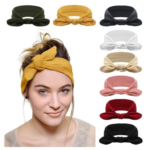 DRESHOW 8 Pack Adjustable Knotted Headbands for Women & Girls