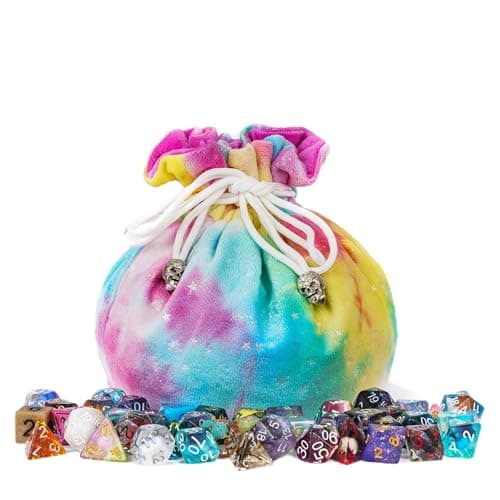 Large Velvet Dice Bag with Cartoon Octopus Pattern - Perfect for D&D Games (100+ Dice Capacity)