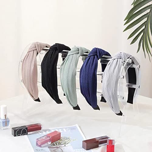 LOVNFC Girls' Colorful Wide Top Knot Headbands, 6Pcs No Slip Jewelry Embellished