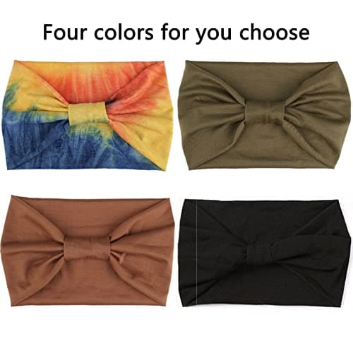 XTREND 4 Packs Wide Elastic Knotted Headbands Bohemian Style+='