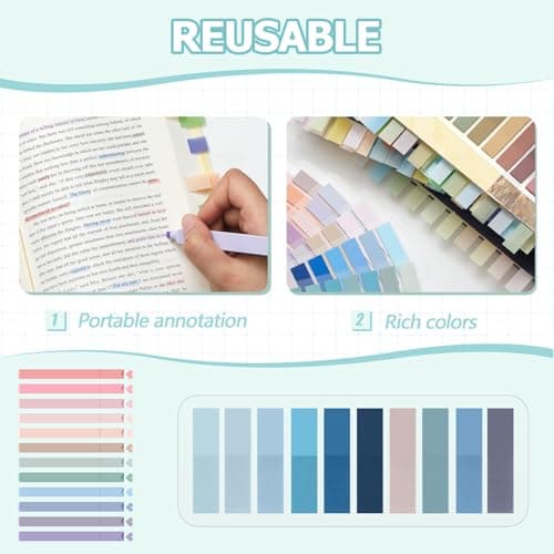 Pastel Style Book Annotation Kit 1800 Tabs, 12 Aesthetic Highlighters Morandi Colors School Office