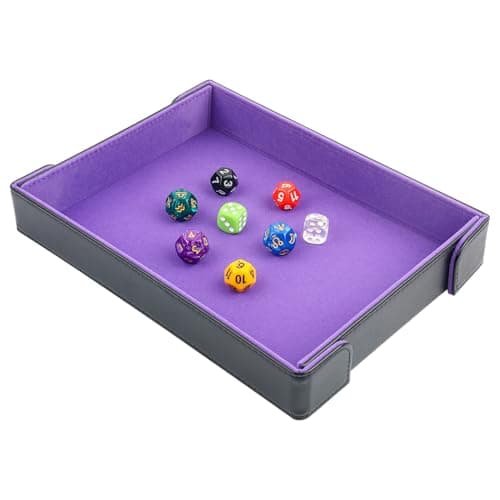 PU Leather Magnetic Folding Dice Mat with Purple Felt Lining for Dice Games