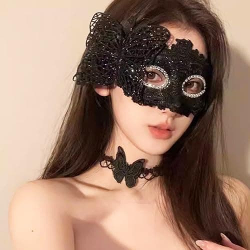 HizeJie Butterfly Masquerade Mask Lace Eye Mask for Adults 2 PCS Carnival Cosplay