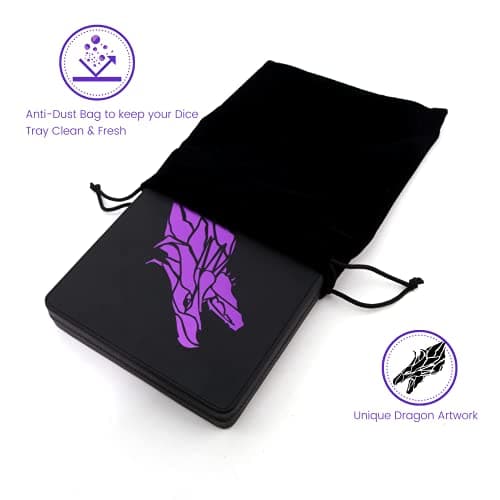 Guarida Dice 7 Tray with Magnetic Lid - Dragon Purple, Perfect for DND and RPG Games