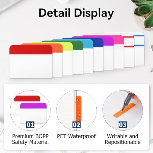 10 Colors 60 Sets 2 Inch Reusable Page Markers for Notebooks Binders File Folders