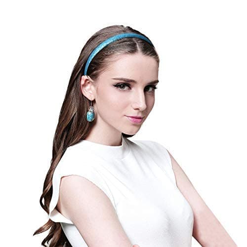 Adecco Glitter Headbands for Girls - Sparkly Colorful Plastic (10 Pcs)