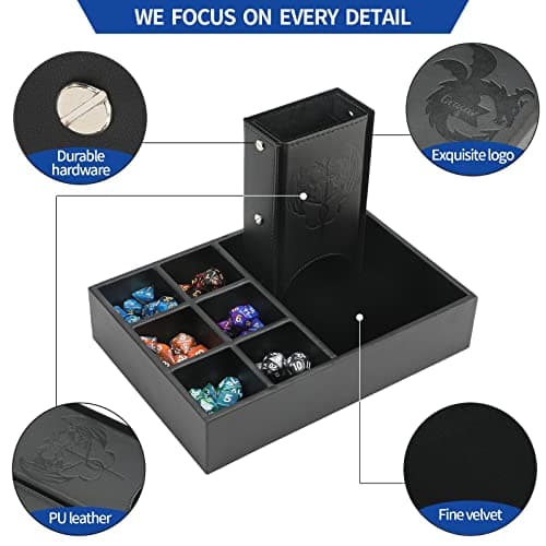Compact 3-in-1 DND Dice Tray and Tower with Storage
