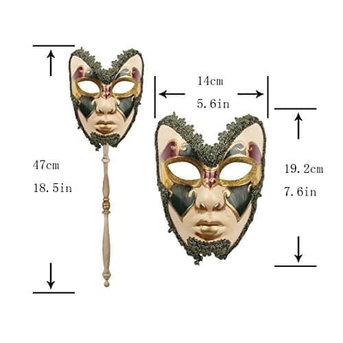 YU FENG 2 Pack Couple's Venetian Masquerade Mask on a Stick for Carnival