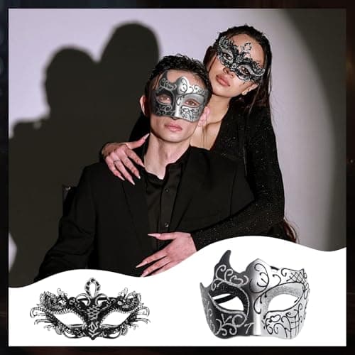 OIDEA Masquerade Mask Couples Set: Rhinestones Cosplay Party Mask