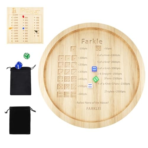 Larger Farkle Dice Tray 12" Board Game for Family & Adult Gatherings, 18 Dice, Score Pad, Markers