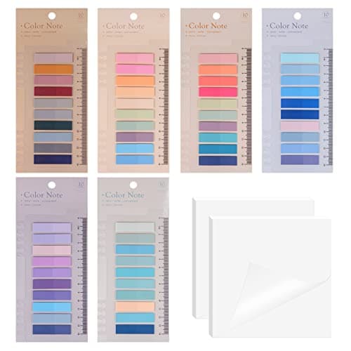 Transparent Sticky Notes 6 Sets Colour book tabs with 2 Sets Transparent Index Tabs for Bookmarks,Studying,Office,School Planner Memo